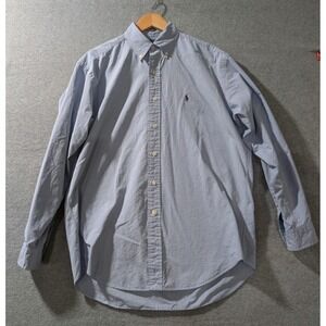 VTG Polo Ralph Lauren Blake Shirt Mens M 2-Ply Cotton Hong Kong Blue Check